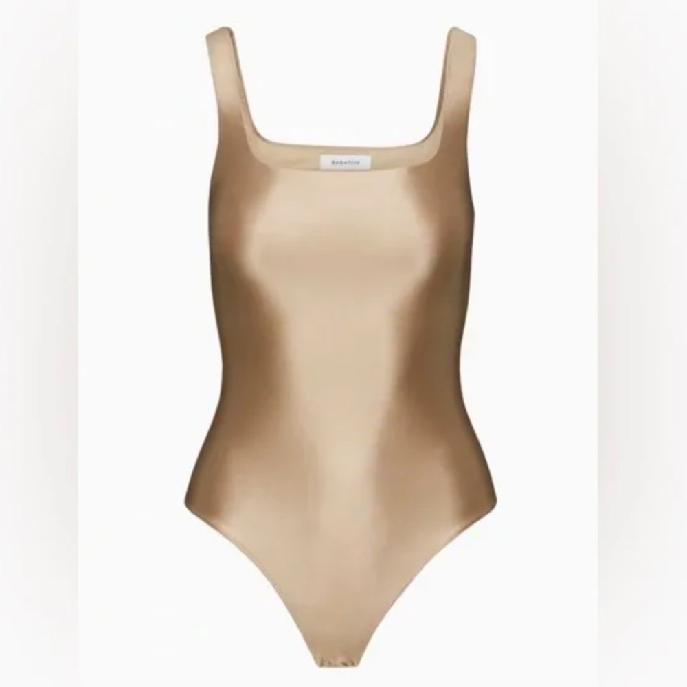 Babaton Contour Gold Satin Bodysuit